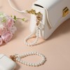 2 Pcs Faux Pearl Keychain Straps Beaded Keyring Lanyard White