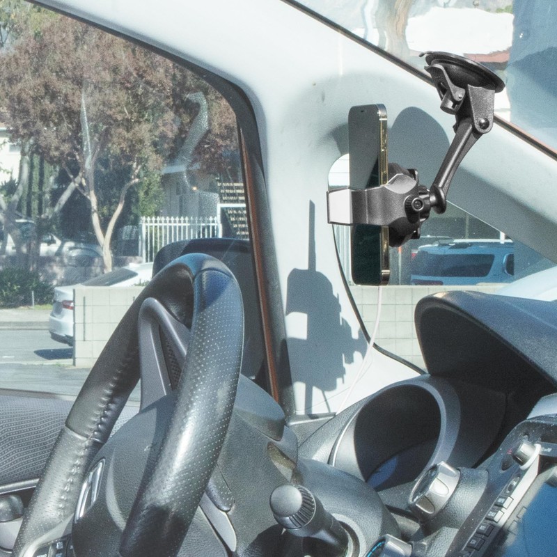 iBOLT SafeMag Suction Cup Mount- Compatible with Qi, MagSafe, and