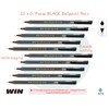 WIN 10 x 0.7mm Ball Pen Triam BLACK Smooth Ballpoint