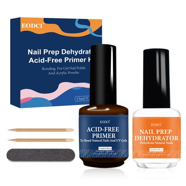 eodci Nail Prep Dehydrate and Acid-Free Primer, Nail Primer and