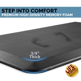 ComfiLife Anti Fatigue Floor Mat – 3/4 Inch Thick Kitchen Mats for Floor, Standing Desk Mat, Kitchen Rug – Comfort at Home, Office – Durable – Stain Resistant – Non-Slip Bottom (20" x 32", Black)