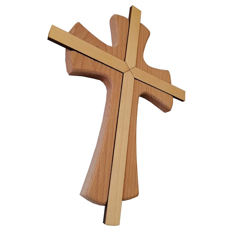 Kaltner Präsente Geschenkidee - Wandkreuz Echtes Holz Buche Kreuz Kruzifix