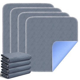 HUNAIGEE Waterproof Chair Pads for Incontinence Absorbent Seat Protector Pads Chuck Pads Washable for Wheelchairs Recliners Men Women Adults Pets 21x22cm 4 Pcs Grey