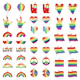 SAVITA 42pcs Rainbow Jewelry Charms, Pride Charms Rainbow Charms for Crafts Rainbow Charms for Earrings Pride Charms for Bracelets Charms for Jewelry Making for Women Men Girls