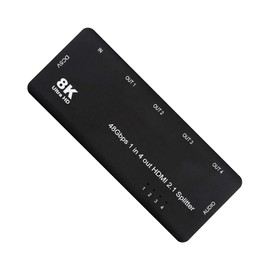 Xiwai HDMI-Splitter, 1-IN-4-OUT, 8K 60 Hz, Ultra-HD-Konverterbox, kompatibel mit 2.1-Switch, 1-IN-4-OUT, 48 Gbit/s, UHD-Hub-Unterstützung, Spiegel, HDCP SST, erweitert, 4K@120 Hz, 3,5 mm Audio