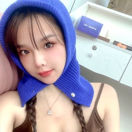 Baby Knitted Balaclava Hat with Neck Warmer, Unisex for Autumn/Winter lf3478 Free Size/Peach 3ea