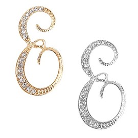 Letter “E” Brooch Pins, Alloy Lapel Pin Gold and Silver for Dress Sweater Scarf, Wedding Party Decoration Brooch 2 Packs