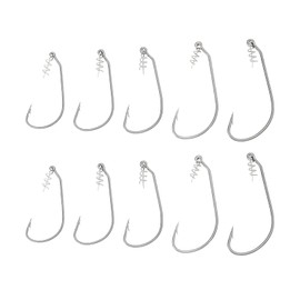 ECSiNG 20 Piece Fishing Hook Set with Twist Lock Floating Bait Hooks with Spring Lock Fishing Hooks with Centring Pin Size 1/0 2/0 3/0 4/0 5/0 for Soft Plastic Swimming Baits and Worm Baits