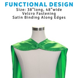 Everfan Men's Polyester Satin Superhero Cape 38" LX48 W Green