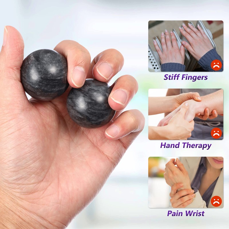Healifty Pack of 2 Jade Hand Massage Balls Baoding Balls