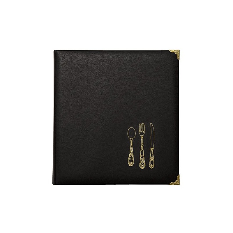 C.R. Gibson Black and Gold Faux Leather Recipe Book With