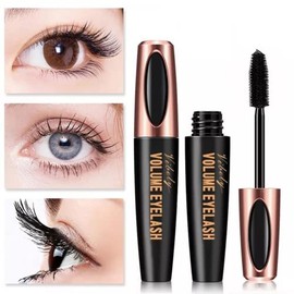 mascara de pestañas 4D 2 unidades para el crecimiento de pestañas con efecto pestañas postizas naturales, es un rimel waterproof alargador de pestañas y mascara de pestañas larga duración (Negro)