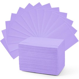 60 PCS Disposable Dental Patient Bibs Tattoo Bib 13" x 18", Annhua Waterproof Dentist Polyback Towel 3 Ply Dental Napkins - Sturdy and Leakproof -Purple