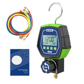 HVAC Digital Manifold Gauge Set, R134a Refrigerant Recharge Kit AC Manifold Gauge Set with 3 Hoses (Tolerance Range: -/+0.5%)