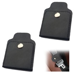Car Seat Belt Adjuster, 2 PCS Premium PU Leather Seat Belt Clip for Vehicle Automobile Comfort Universal Shoulder Neck Strap Positioner for Adults (Black-Snap Type)