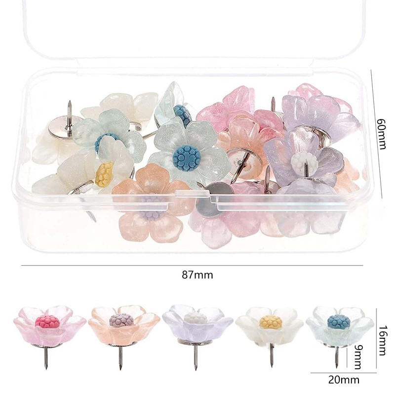 Thumbtacks Small Flower Decorative Nails, Cute Push Pins, Pack of