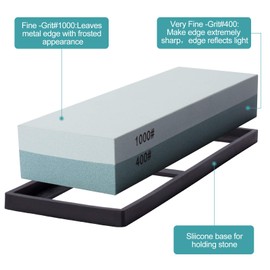 MIDO PROFESSIONAL ABRASIVE Knife Sharpening Stone 400/1000 Whetstone Sharpening Stone with Non-Slip Rubber Base for Kitchen, Hunting, and Pocket Knives or Blades
