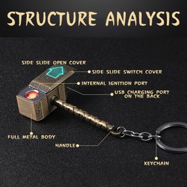 DKLIMA Cool Metal Vintage Lighter,Windproof Touch Side Slip Ignition,Rechargeable USB Electronic Lighter for Men & Women,Keychain Accessories (Bronze)