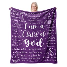Peliny Chrid Christian Gifts for Women - Religious Gifts Blankets - I Am A Child of God Throw 60"X50" - Christian Gift Prayer Blanket - Christian Christmas Birthday Gifts - Bible Verses Catholic Gifts