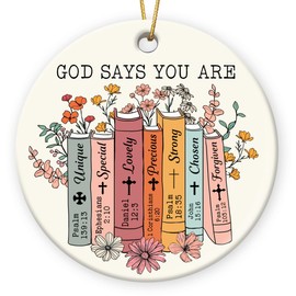 Gift Glow Christian Gifts for Women Faith - 2024 Christian Ornaments, Inspirational Gifts, Gifts for Book Lovers, Book Club Gifts, Bookworms Gifts, God Says You are Ceramic Ornament