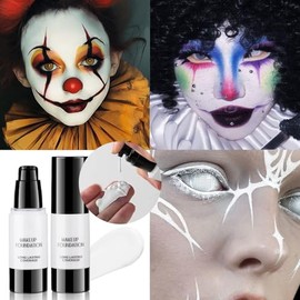 Pintura Facial Blanca Halloween Maquillaje Base Líquida Cara 30ml Profesional Acabado Mate Duradero Antimarcas Fiestas Teatro Cosplay