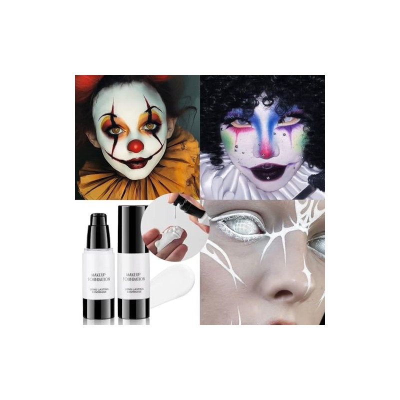 Pintura Facial Blanca Halloween Maquillaje Base Líquida Cara 30ml Profesional