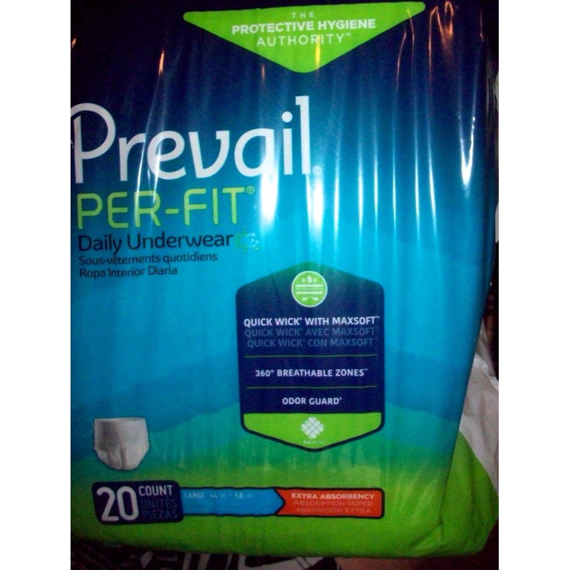 Prevail Per-fit MAXIMUM Absorbency Incontinence Underware Large (44-58") 20ct