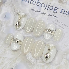 Wedding Clear Handmade Nail Tips - Stiletto M / 웨딩 클리어 수제네일팁 - 스틸레토M