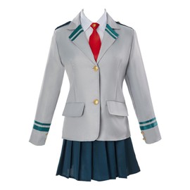 miccostumes Women's Tsuyu Asui Uraraka Ochako Cosplay School Uniform Costume (L) Grey