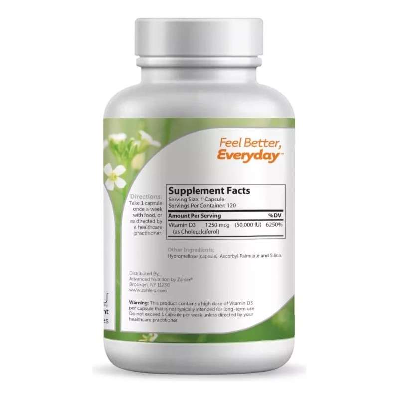 Zahler Vitamina D3 Formula Avanzada 50000 Iu 120 Caps Sabor
