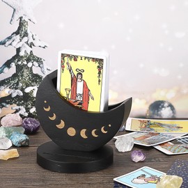 SUMTree Tarot Card Holder Stand Set Made of Wood Moon Phase Stand Case Daily Oracle Card Organiser Tarot Deck Display Box with Card Holder Decoration for Home Home Office