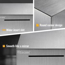 500万円 貯まる|正方形 ステンレス製の貯金箱|大容量メタルバ|ンクまずは500万円貯められる|15x15x15cm，シルバー
