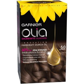 Garnier Olia 5.0 Velvet Brown Permanent Hair Colour without Ammonia, with Nourishing Natural Oils, Full Grey Hair Coverage, Permanent Colouration, 1 Piece