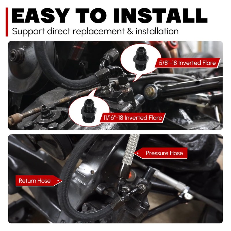 PQY 25Inch 6AN Power Steering Pump Hose Kit Compatible with