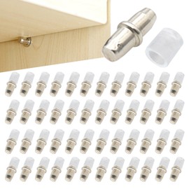 50Pcs Shelf Support Pegs, 5mm Shelf Support Pegs Self-Tapping Screws Cabinet Laminate Support Shelf for Cabinets, Bookshelves, Display Cabinets, Wardrobes, Closets, Cupboards, Bookcases(Transparent)