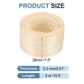 PATIKIL Pine Edge Banding, 1-1/2 Inch x 10 ft Wood Veneer Tape Pre-glued Flexible Plywood Edge Banding with Hot Melt Adhesive for Furniture Restoration