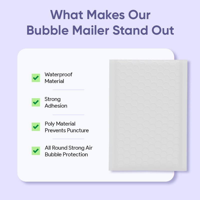 White 8.5x12 Inch Poly Bubble Mailers #2 |Self Seal Padded