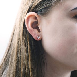 Silver Plated Three Stone Earrings with Zircondia® Crystals, Silver, Cubic Zirconia Crystal