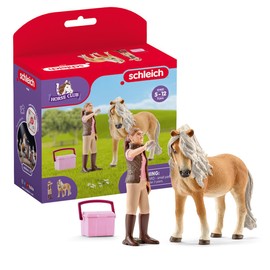 Schleich 41431 Horse Grooming with Island Pony Mare Toy Figure, Single