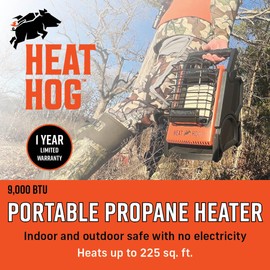 Heat Hog 9,000 BTU Portable Propane Radiant Space Heater, Indoor, Outdoor, Garage, Camping, Outdoor Sports, Boating, RVs, Tiltable Design, Gas Powered
