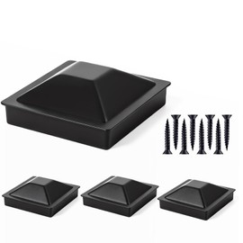 4 Set 4“x 4“(Actual 3.5" x 3.5") Aluminum Pyramid Fence Post Caps,Black Matte Post Covers Fit 4x4 Nominal Wood Post for Fence Wood Post of Decks or Corridors