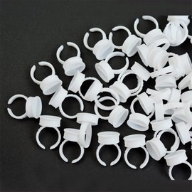 100 Pieces Lashes Glue Ring Cups Tattoo Rings Cups Pigment Glue Holder for Eyelash Extension Nail Art (White Large)