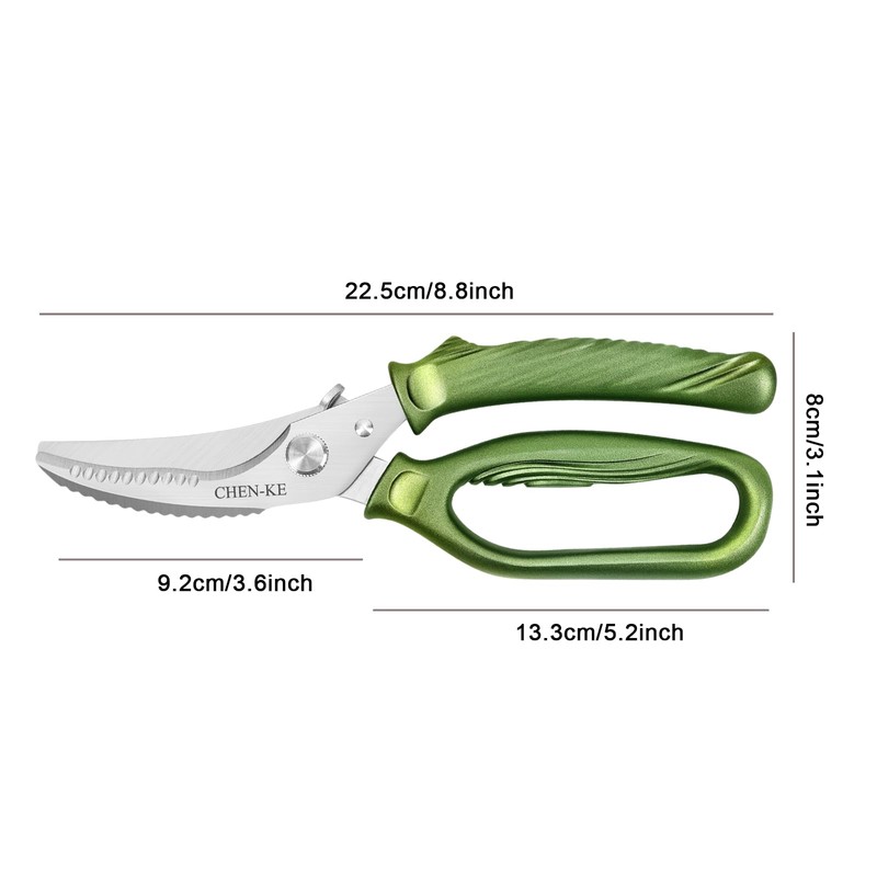 CHEN-KE Rust Resistant Heavy Duty Multipurpose Kitchen Shears-Green
