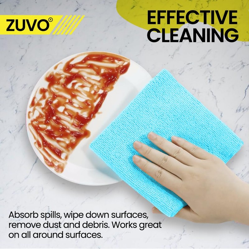 Zuvo Microfibre Cloth For Car(12-Pack)- Ultra Soft, Scratch Free, Highly