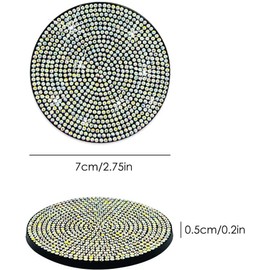 Hsthe Sea Bling Car Coasters, 2-Pack PVC Car Cup Holder Gadget Auto Insert Coasters - Non-Slip Universal Car Interior Accessories Sparkling Crystal Coasters, Unisex (2.75 Inch Diameter) (White)