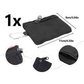 AOYEGIC Men's Mini Wallet, Outdoor Pouch Bag, Portable Wallet, Purse, Bag with Carabiner, Key Bag, for Camping, Hiking, Cycling (11 x 9 cm, Black), black