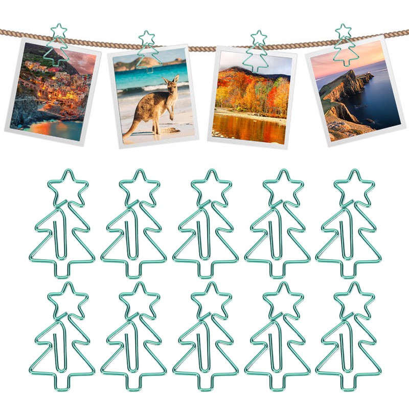 100pcs Paper Clips Prevent Slip Cute Christmas Tree Shaped Decorative