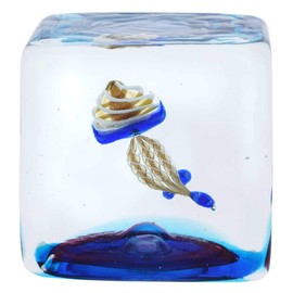 Glass Of Venice Murano Glass Aquarium Cube with Jellyfish - 1-1/4 Inch