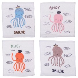 Magic Cotton Towel Octopus Set of 4 for Children 30 x 30 cm Party Bag Gift Idea Children's Birthday Gift Travel 100% Cotton