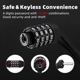 ROCKBROS Bike Lock Cable Locks with Combination Anti Theft 4 Digit Combination Bike Lock Lightweight Bicycle Lock Silicone Cable Lock 1.83 Feet